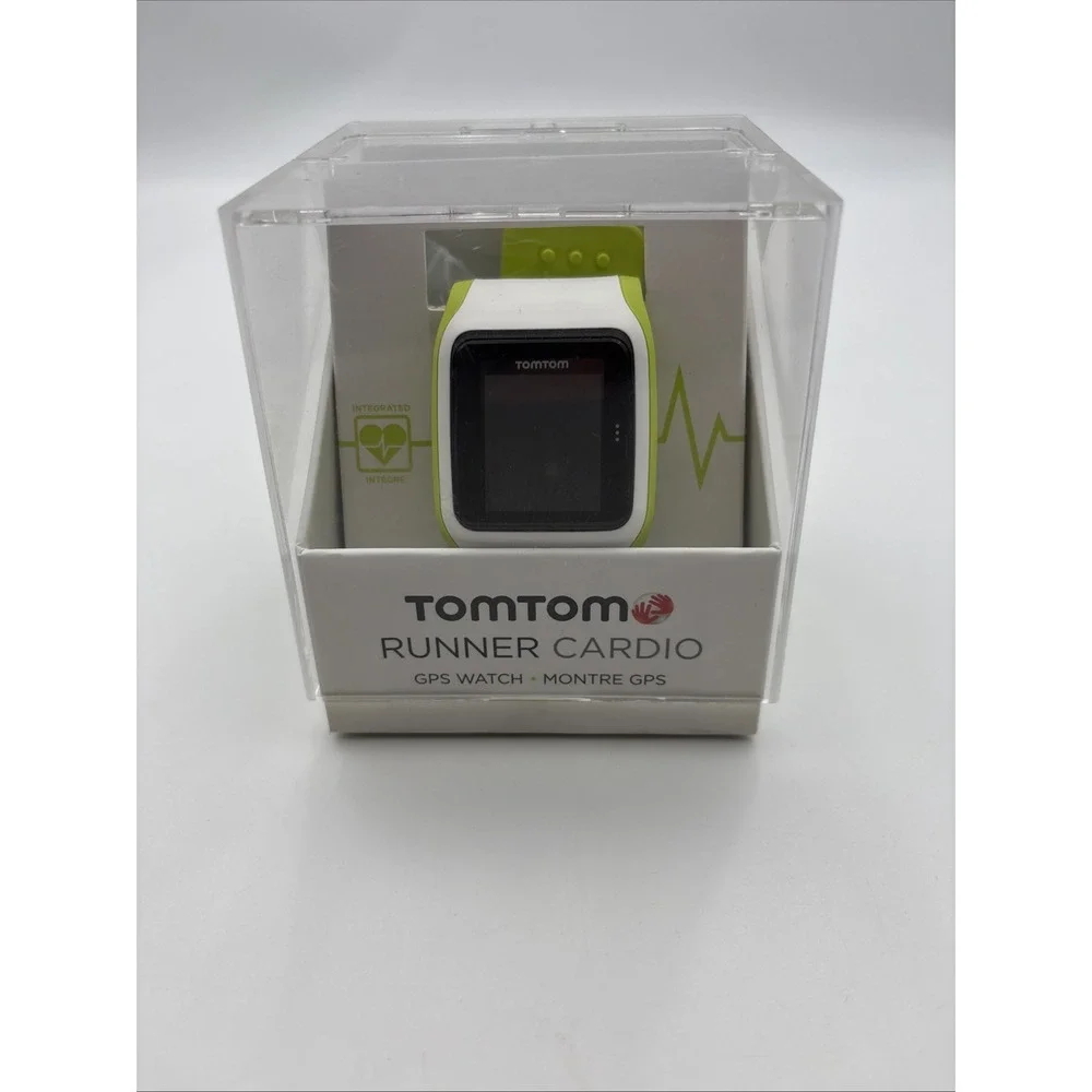 TomTom Runner Cardio GPS Watch Wrist-Based Heart Rate Running Watch Green/white